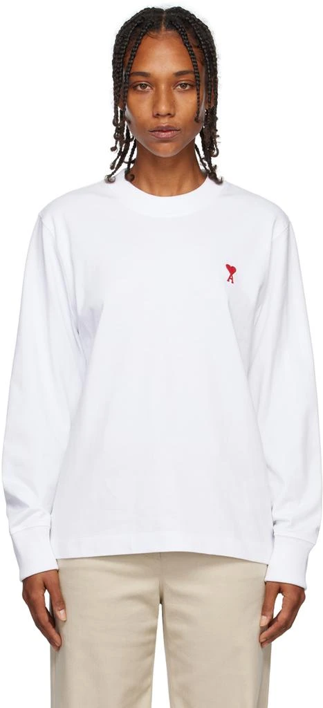 商品AMI|White Ami de Cœur Long Sleeve T-Shirt,价格¥1597,第1张图片