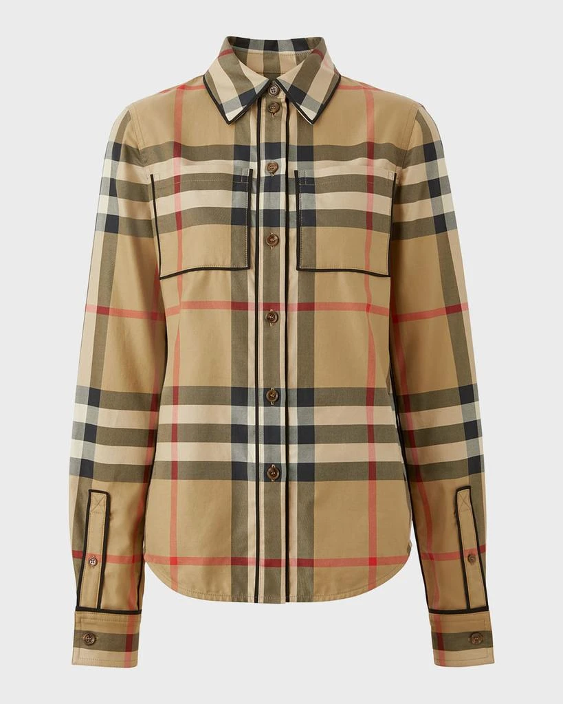 商品Burberry|Nivi Check Piping Collared Shirt,价格¥2953,第2张图片详细描述