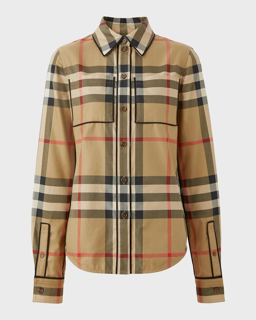 商品Burberry|Nivi Check Piping Collared Shirt,价格¥5440,第4张图片详细描述