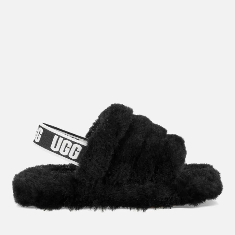 商品UGG|UGG KIDS' FLUFF YEAH SLIDE SLIPPERS - BLACK,价格¥371,第1张图片