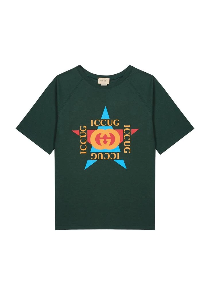 商品Gucci|KIDS Green logo-print cotton T-shirt,价格¥1604,第1张图片