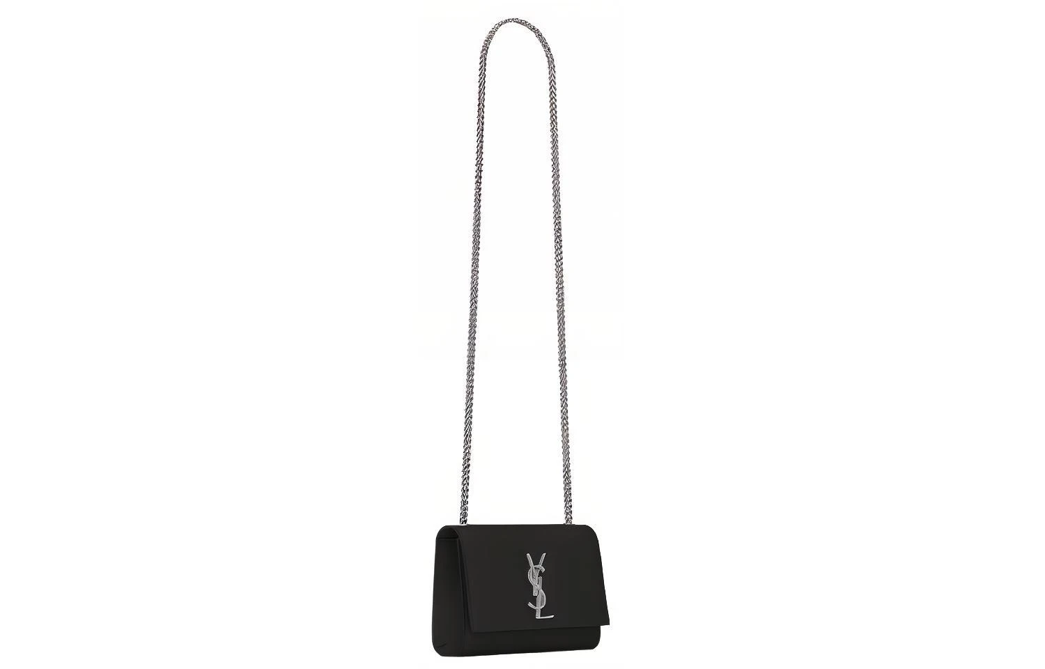 商品[国内直发] Yves Saint Laurent|圣罗兰 YSL KATE 银标Logo 粒面压印牛皮 链条包单肩斜挎包 小号 女款 黑色 经典推荐,价格¥13662,第6张图片详细描述