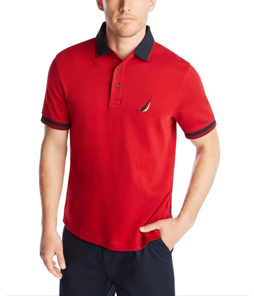 商品Nautica|Men's Short Sleeve 100% Cotton Tipped Polo Shirt,价格¥199,第1张图片