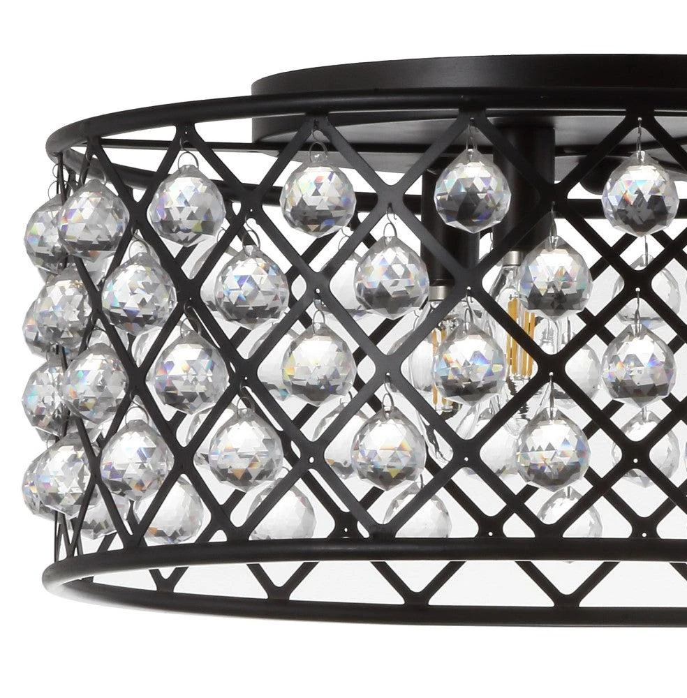 商品JONATHAN Y|Gabrielle 19" Metal/Crystal LED Flush Mount Ceiling Light,价格¥2283,第5张图片详细描述