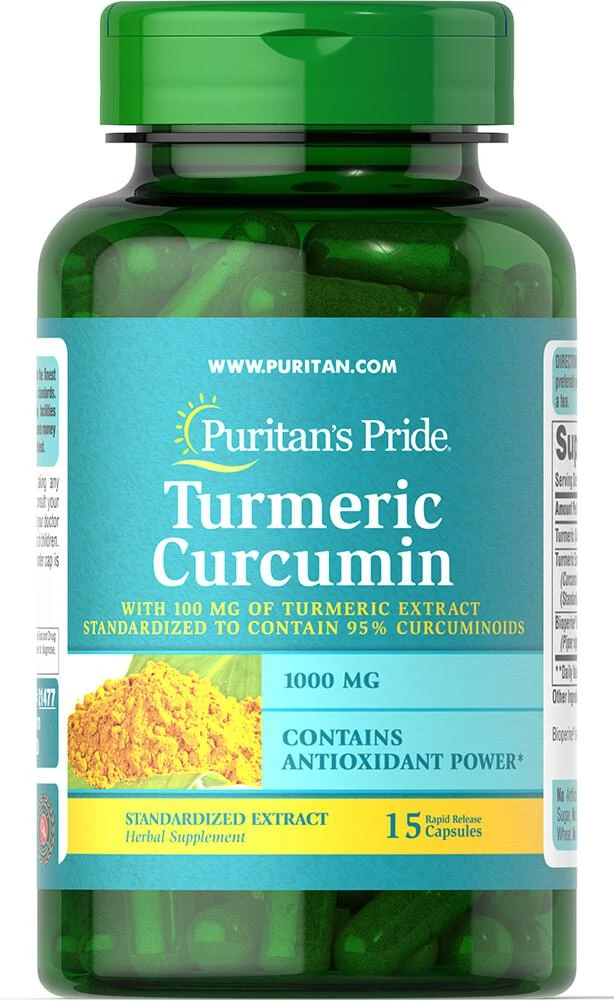 商品Puritan's Pride|Herbal Supplements: Turmeric Curcumin 1000 mg with 5 mg Bioperine Trial Size,价格¥30,第1张图片