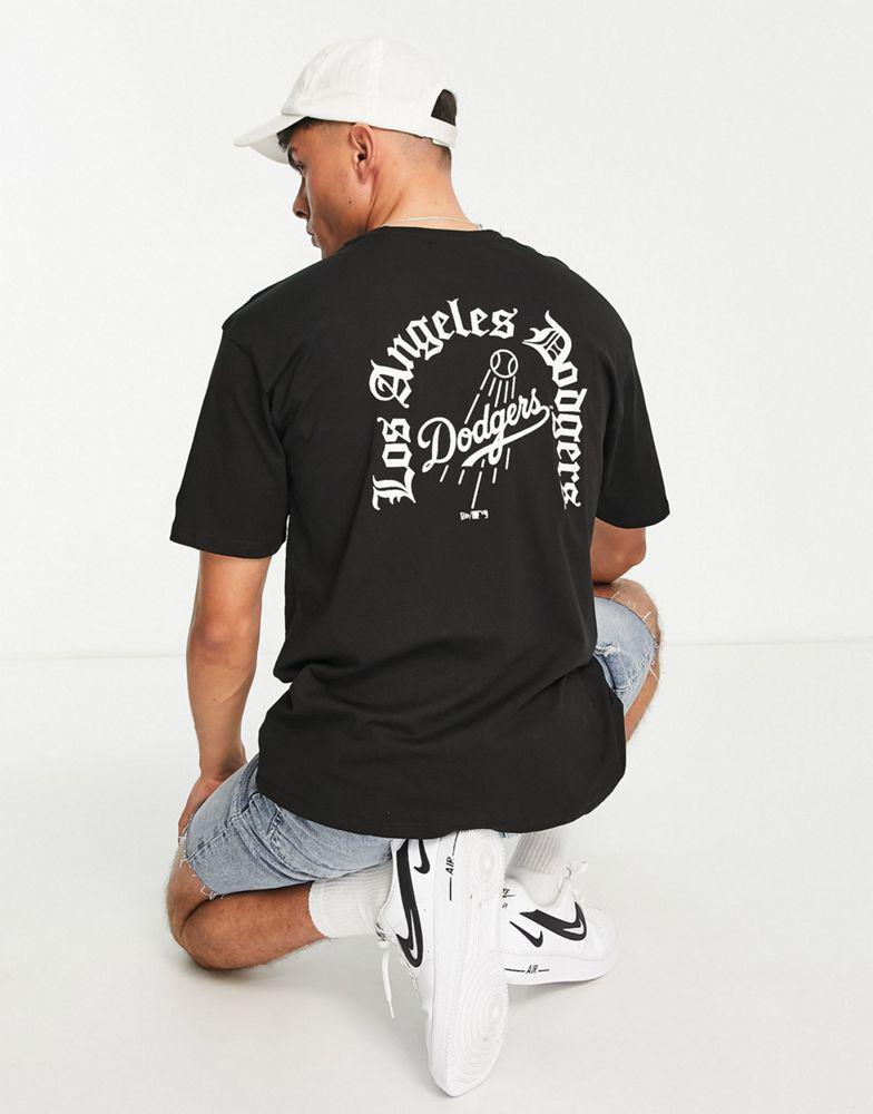 New Era LA Dodgers old english backprint t-shirt in black商品第4张图片规格展示