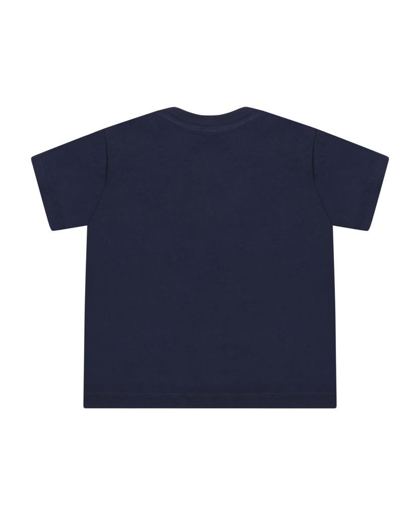 Blue T-shirt For Baby Kids With Iconic Pony Logo商品第2张图片规格展示