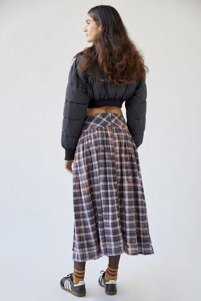 UO Rachel Bleached Plaid Midi Skirt商品第2张图片规格展示