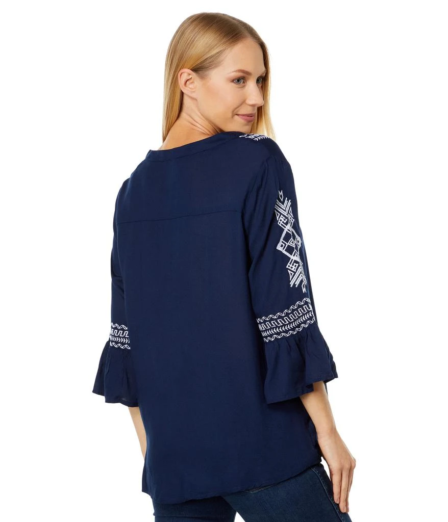 商品Roper|Rayon Challis Peasant Blouse w/ Geometric Embroidery,价格¥310,第2张图片详细描述