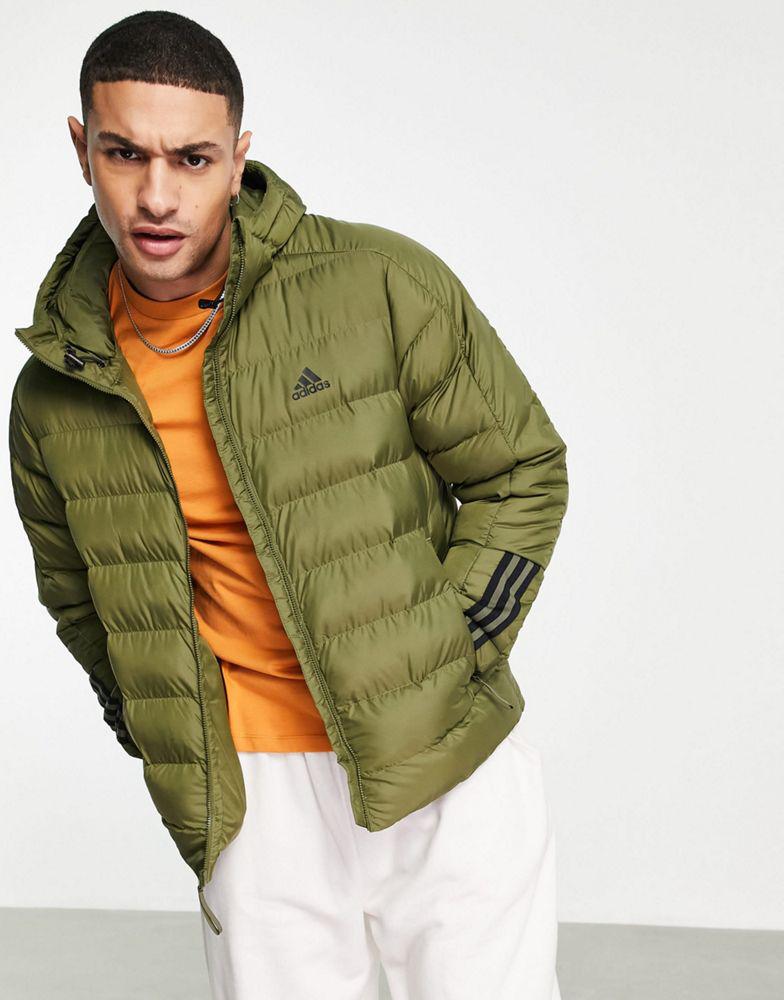 adidas Outdoor hooded puffer jacket in khaki商品第2张图片规格展示