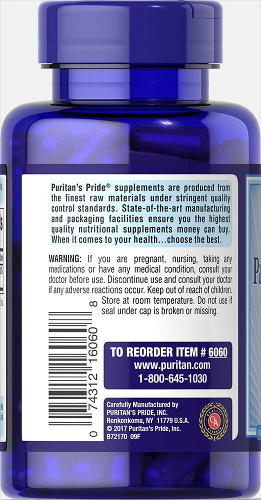 商品Puritan's Pride|Pantothenic Acid 550 mg, 100 Capsules,价格¥308-¥615,第3张图片详细描述