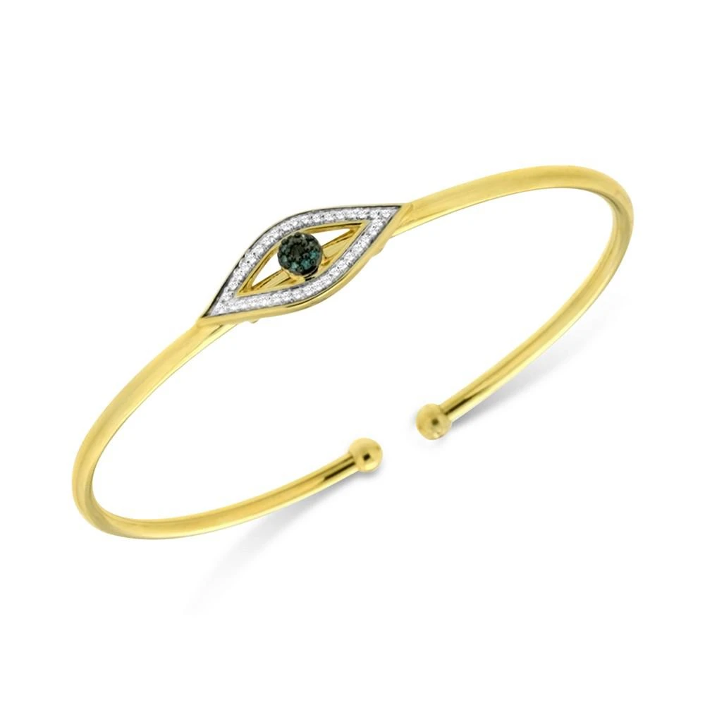 商品Wrapped|Diamond Evil Eye Flexie Bangle Bracelet (1/6 ct. t.w.) in 14k Gold-Plated Sterling Silver,价格¥1176,第1张图片