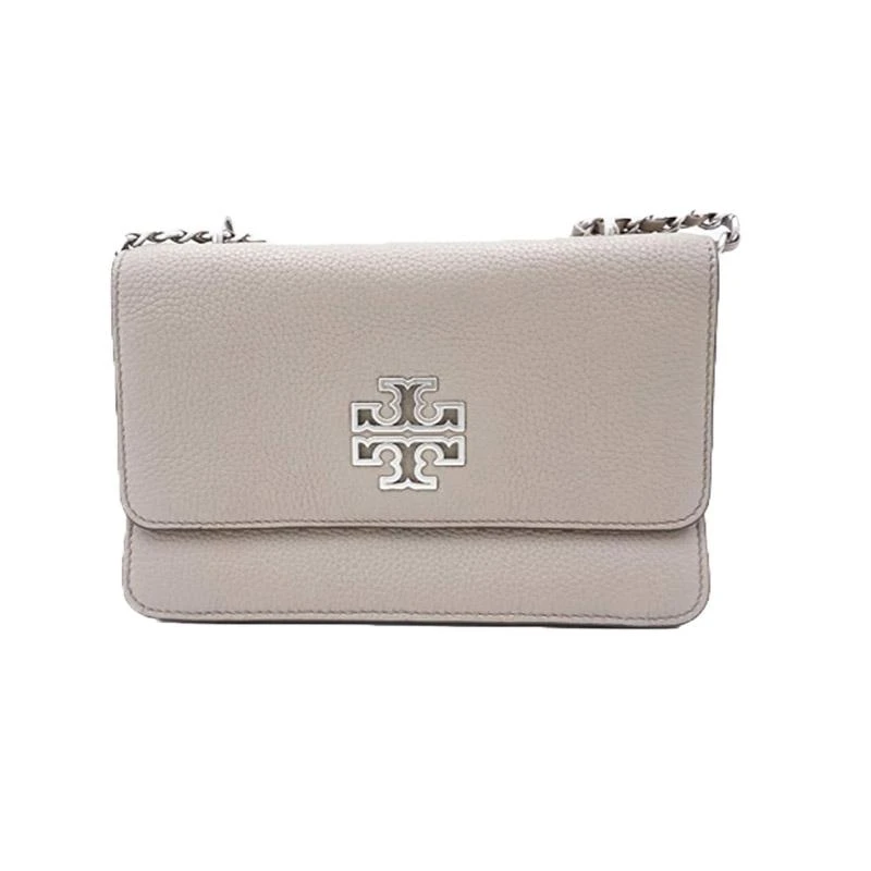 商品[国内直发] Tory Burch|托里·伯奇 TORY BURCH 奢侈品 TB女包 Britten灰色荔枝纹牛皮革单肩斜挎风琴包小方包 73505 036,价格¥2175,第1张图片