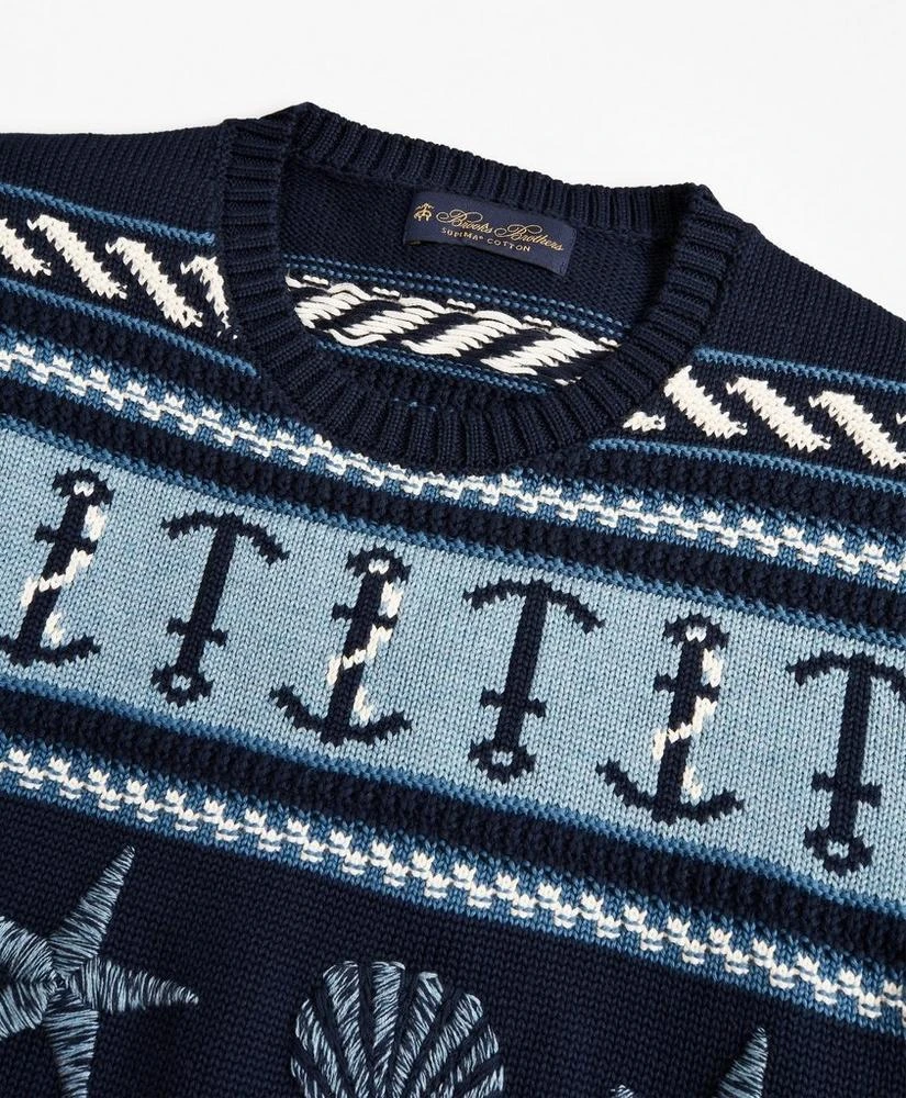 商品Brooks Brothers|Supima® Cotton Nautical Motif Fair Isle Crewneck Sweater,价格¥659,第2张图片详细描述