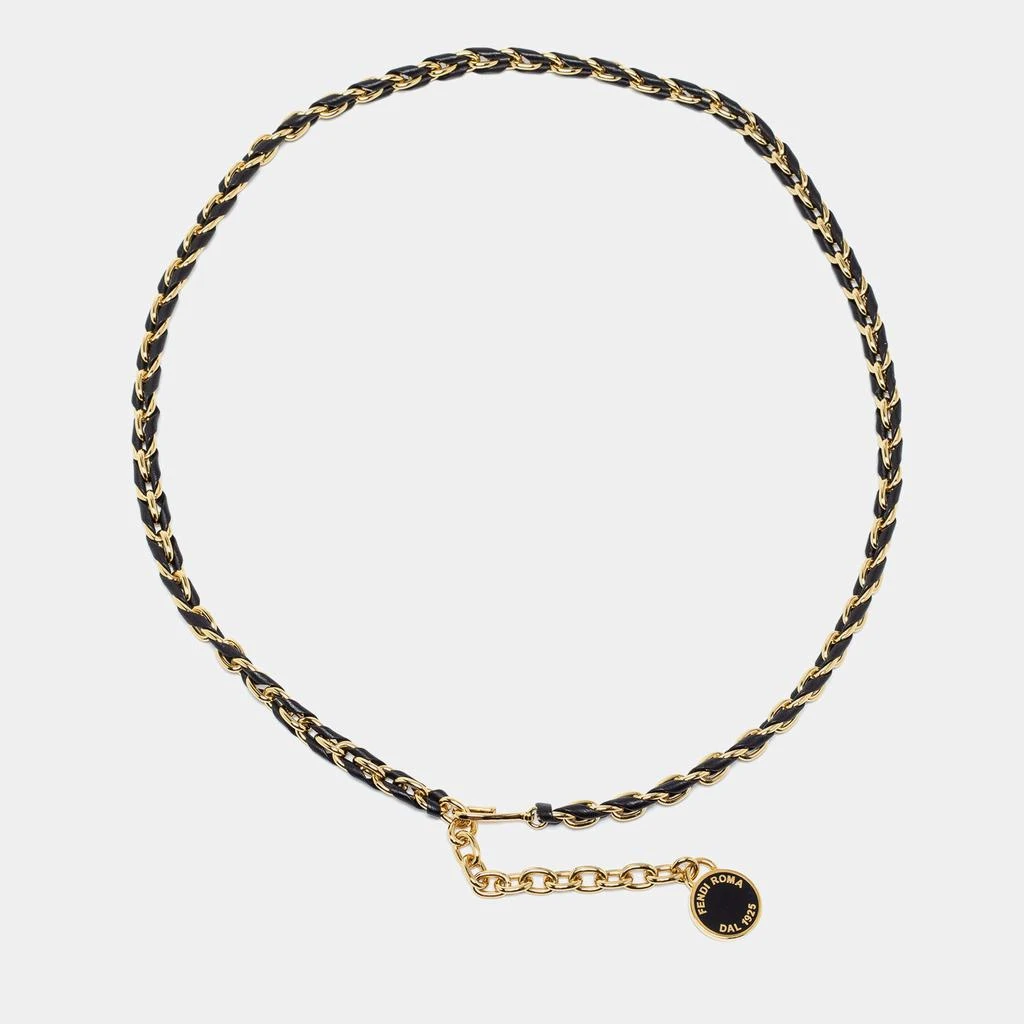 商品[二手商品] Fendi|Fendi Black Leather Chain Logo Waist Belt,价格¥4725,第2张图片详细描述