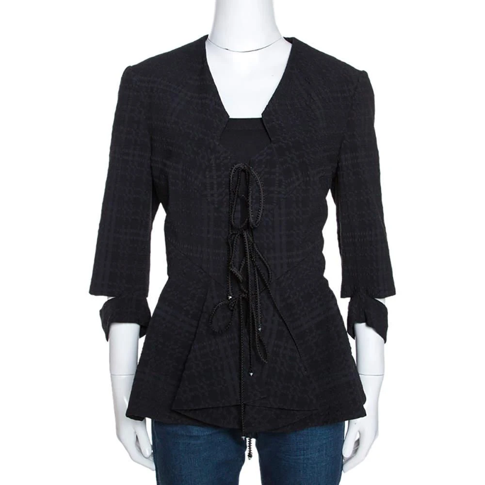 商品[二手商品] ROLAND MOURET|Roland Mouret Black Puckered Check Wool Blend Hanover Jacket L,价格¥1817,第1张图片