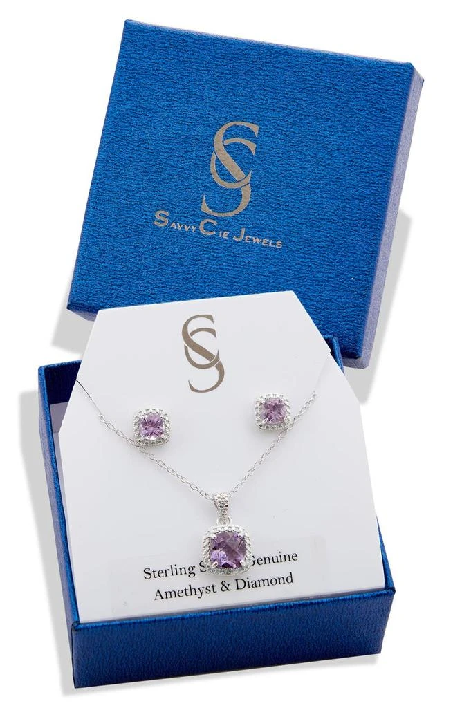 商品Savvy Cie Jewels|Stone Pendant Necklace & Cushion Stud Earrings Box Set,价格¥416,第2张图片详细描述