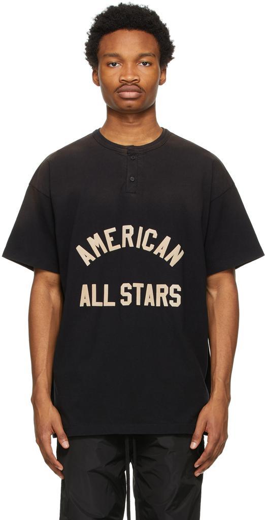 商品Fear of god|Black 'American All Stars' Short Sleeve Henley,价格¥2634,第1张图片