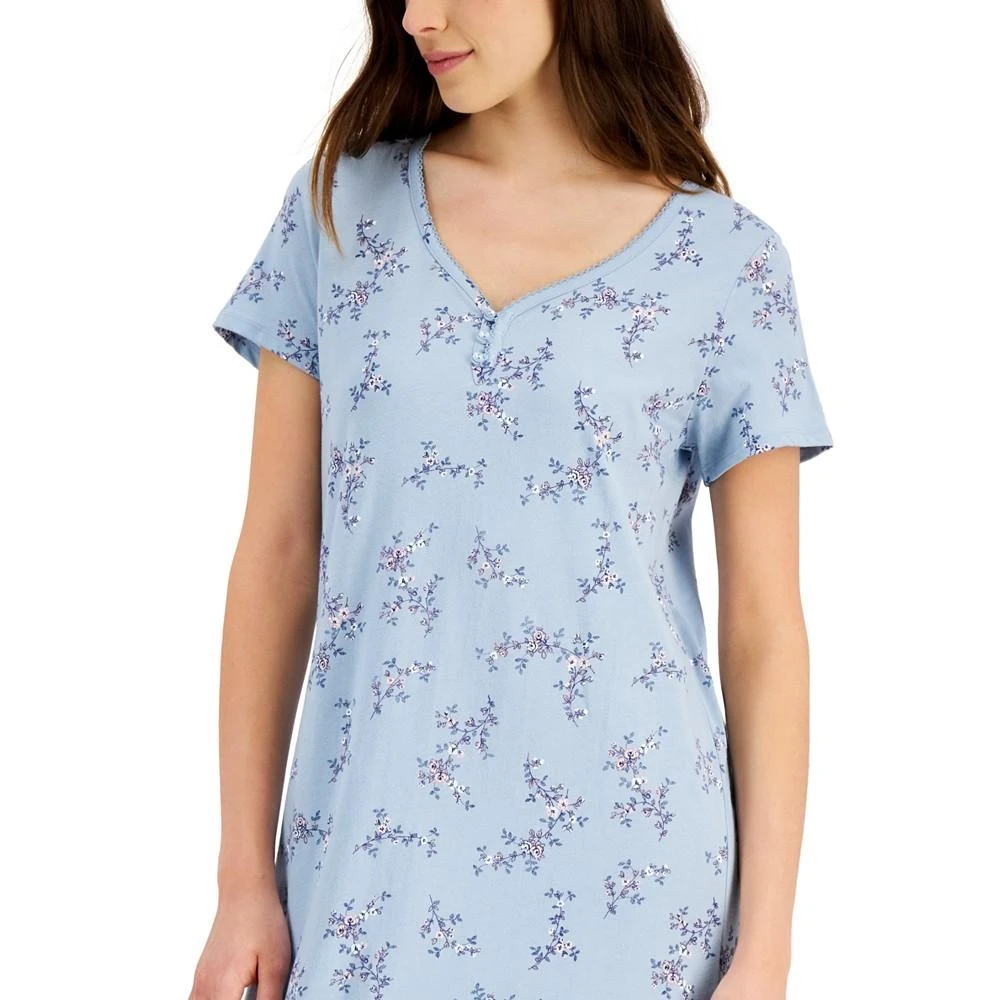 商品Charter Club|Women's Short Sleeve Cotton Essentials Printed Midi Nightgown, Created for Macy's,价格¥104,第3张图片详细描述