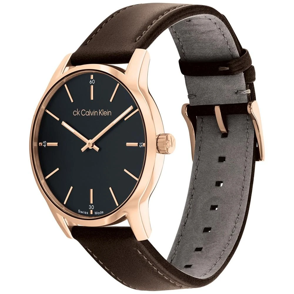 商品Calvin Klein|Men's Swiss Dressed Brown Leather Strap Watch 40mm,价格¥1465,第2张图片详细描述