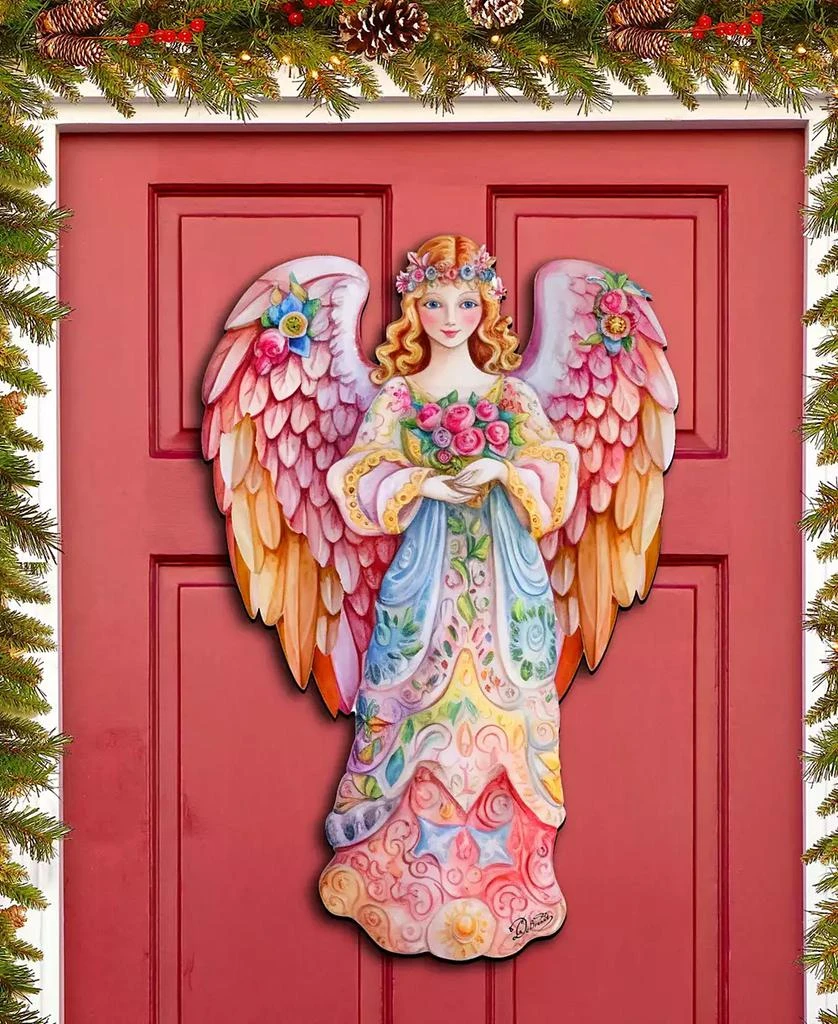 商品Designocracy|Floral Angel Christmas Door Decor Wooden Wall Decor G. DeBrekht,价格¥989,第2张图片详细描述