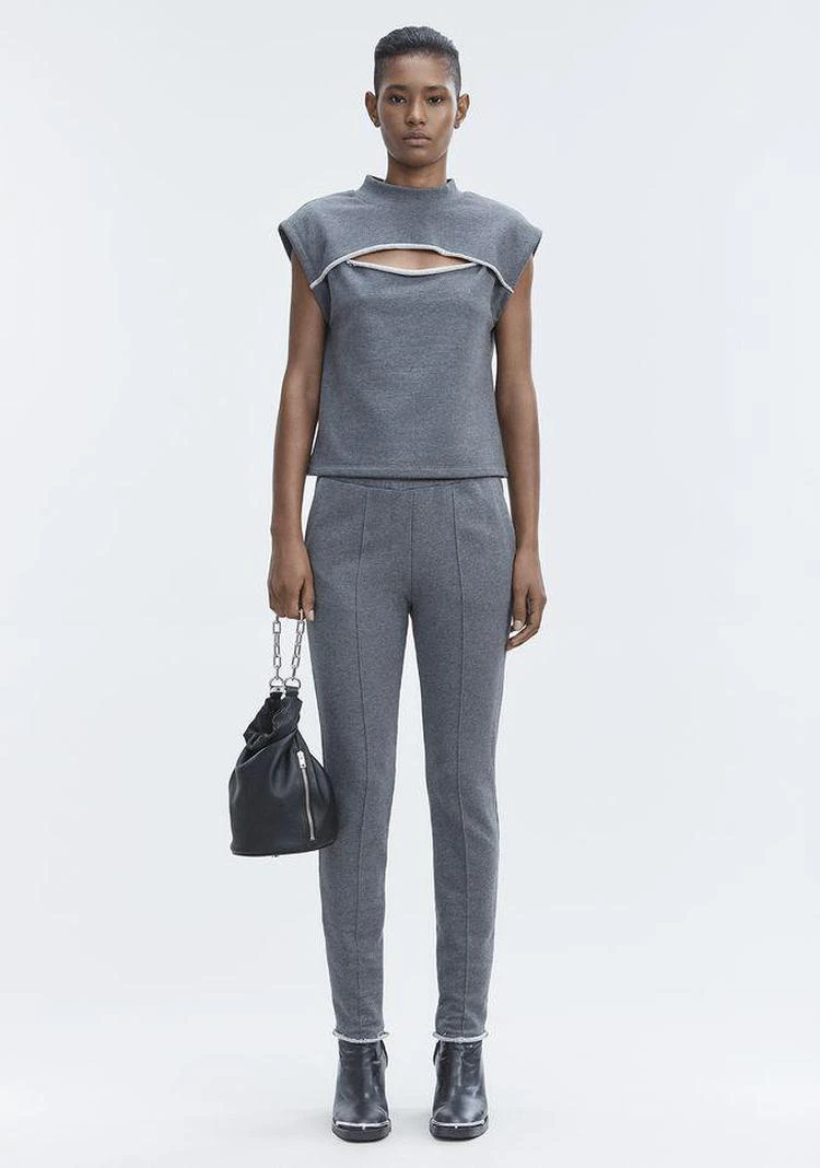 商品Alexander Wang|SLIT-FRONT SHORT SLEEVE SWEATSHIRT,价格¥829,第1张图片