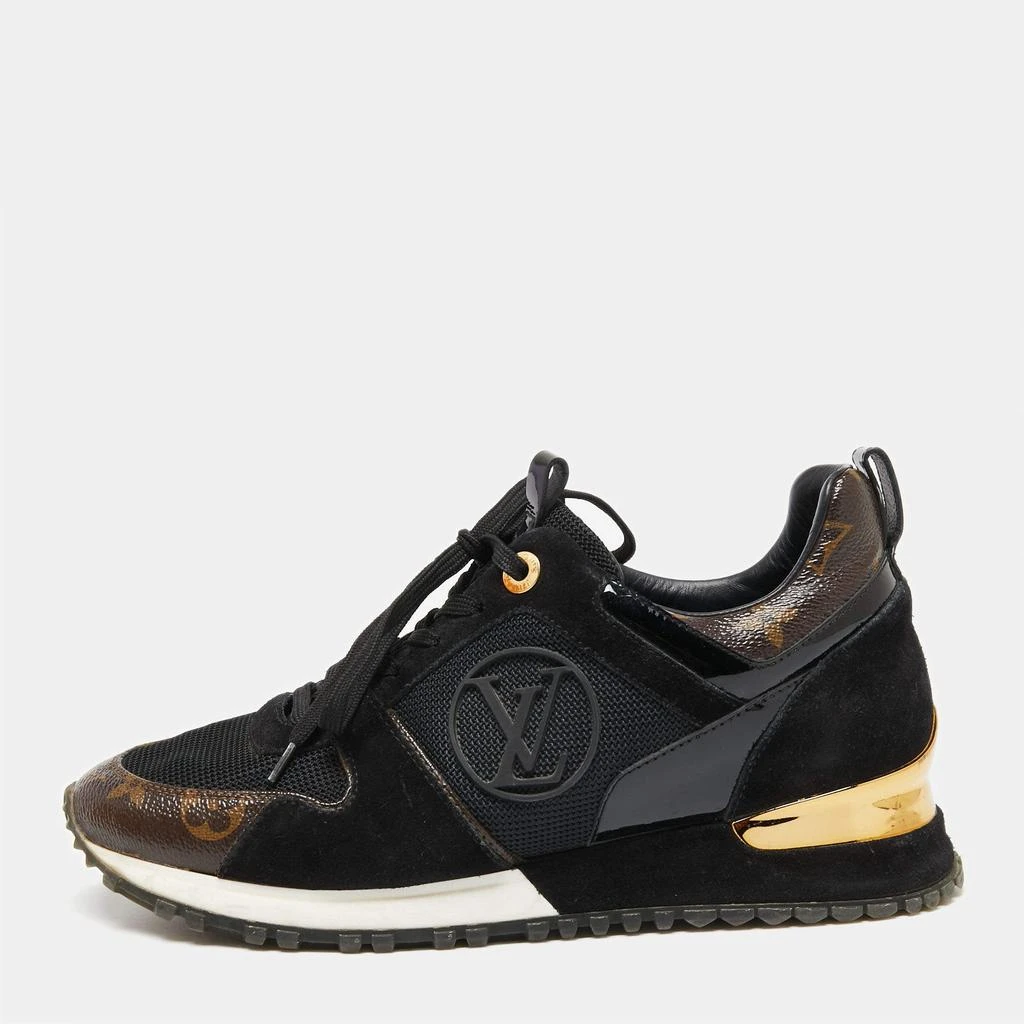 商品[二手商品] Louis Vuitton|Louis Vuitton Brown/Black Monogram Coated Canvas, Mesh and Suede Run Away Sneakers Size 36.5,价格¥5300,第1张图片
