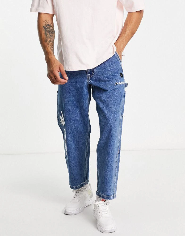 商品AAPE|AAPE By A Bathing Ape denim carpenter jeans in blue,价格¥1220,第1张图片