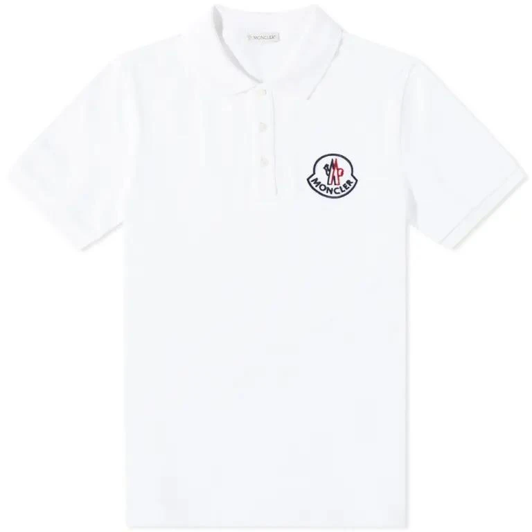 商品Moncler|Moncler White Logo Embroidered Short Sleeves Polo Shirt, Size Large,价格¥1304,第1张图片