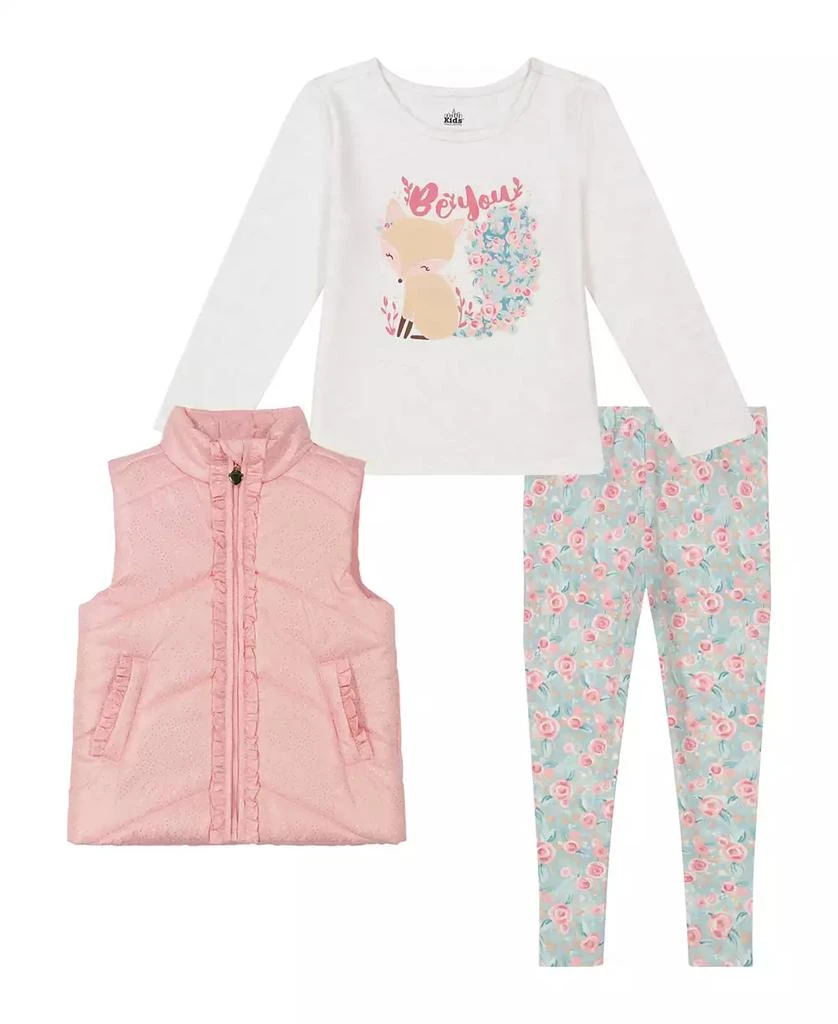 商品KIDS HEADQUARTERS|Toddler and Little Girls Foil Print Vest & Leggings, 3 Piece Set,价格¥537,第1张图片