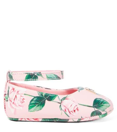 商品Dolce & Gabbana|婴幼儿 — DG花卉皮革芭蕾舞平底鞋,价格¥2466,第3张图片详细描述