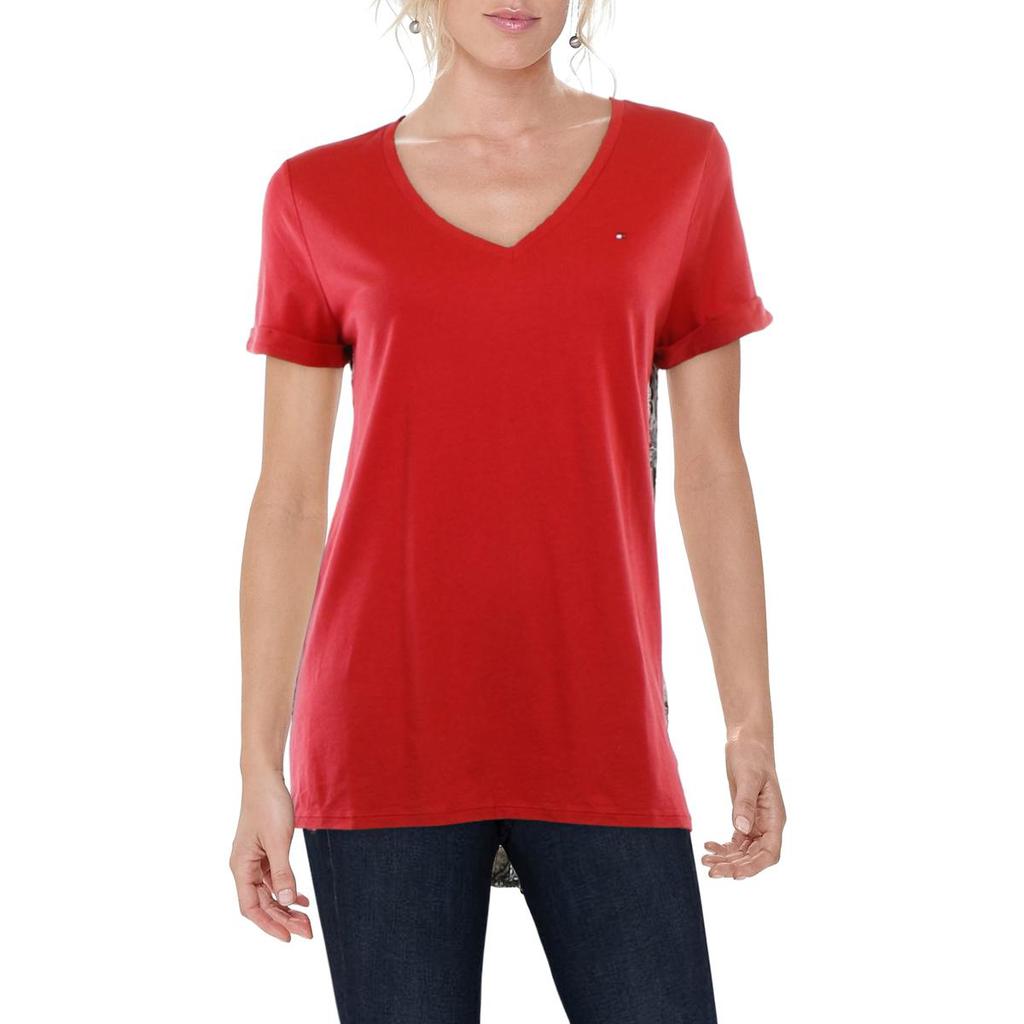 Tommy Hilfiger Womens Mixed Media Printed T-Shirt商品第1张图片规格展示