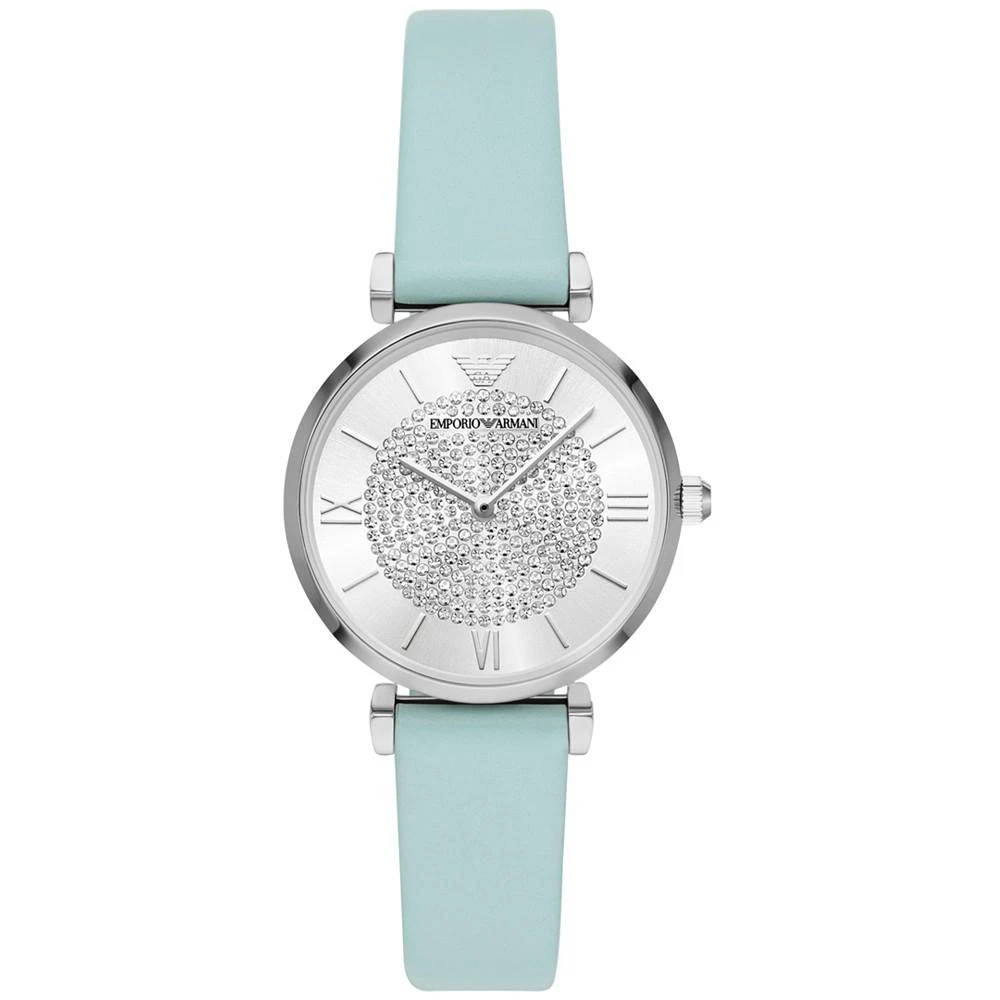 商品Emporio Armani|Women's Blue Leather Strap Watch 32mm,价格¥1676,第1张图片