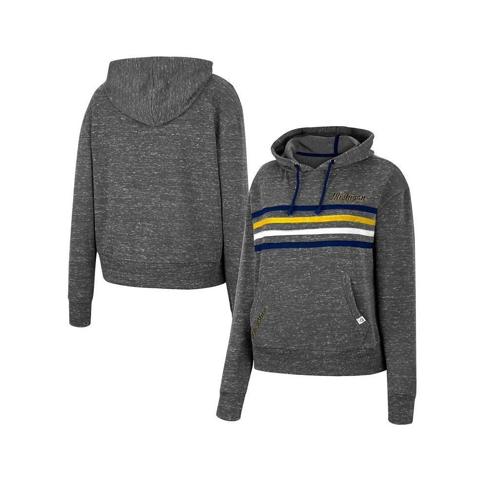 商品Colosseum|Women's Charcoal Michigan Wolverines Backstage Speckled Pullover Hoodie,价格¥421,第4张图片详细描述