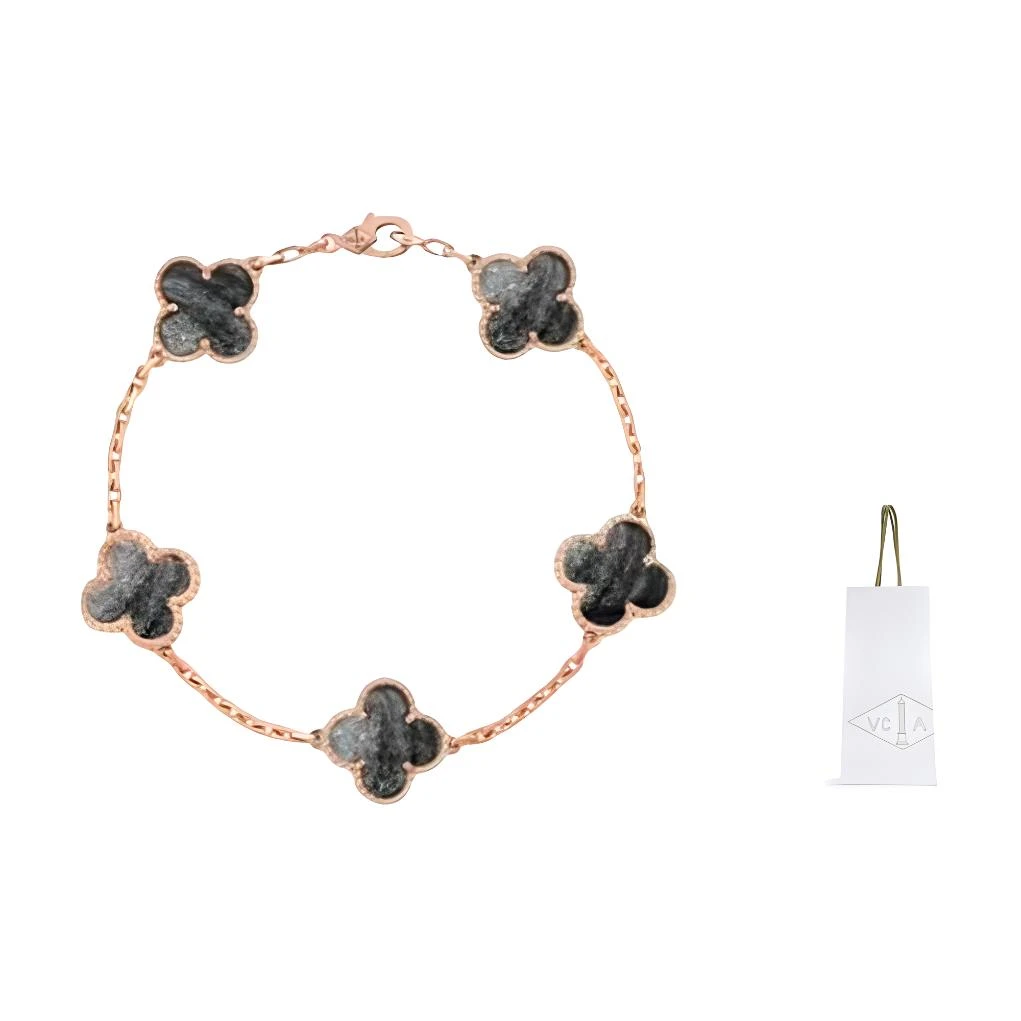 商品[国内直发] Van Cleef & Arpels|梵克雅宝 Alhambra四叶幸运草系列 金属 手链 女款 黑色/玫瑰金色,价格¥71188,第5张图片详细描述