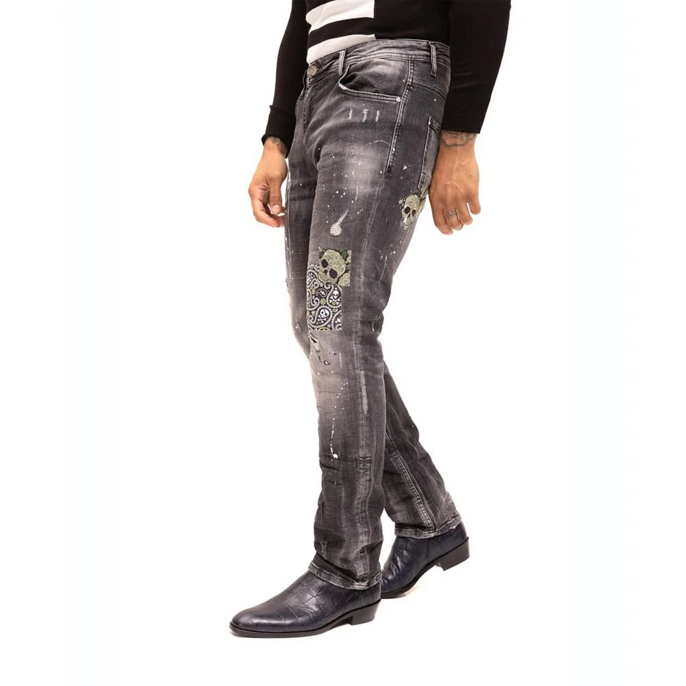 商品RON TOMSON|Men's Modern Skull Drip Denim Jeans,价格¥1335,第4张图片详细描述