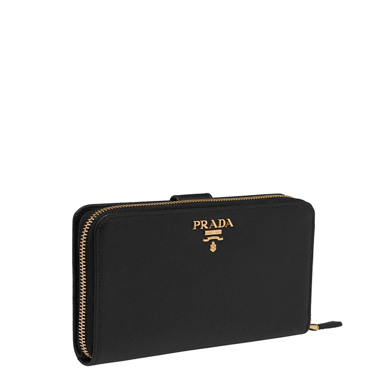 商品Prada|【预售3-7天】PRADA/普拉达 22春夏新款 女士黑色皮革金标拉链开合长款钱包1ML029_QWA_F0002,价格¥5927,第5张图片详细描述