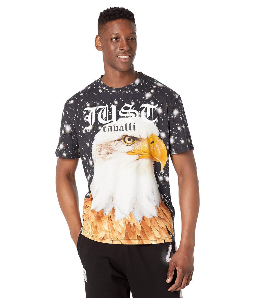 "Startdust" Print Crew Neck Cotton T-Shirt商品第1张图片规格展示