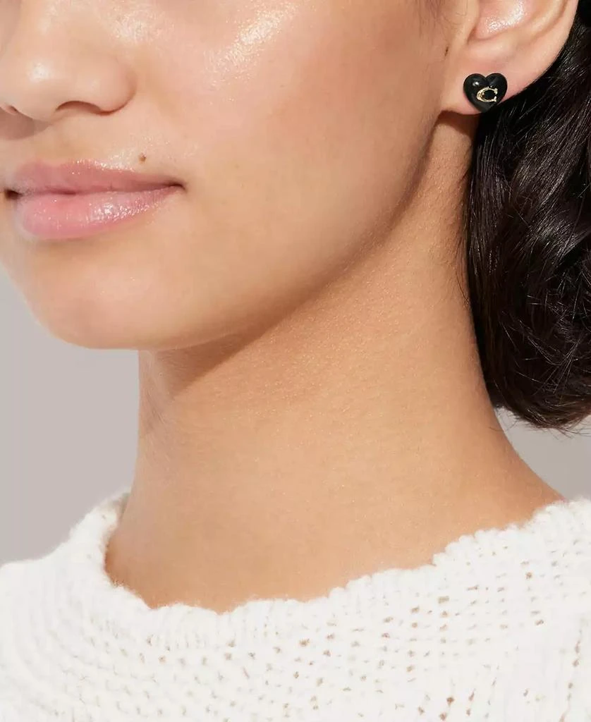 商品Coach|Women's Signature Heart Stud Earrings,价格¥342,第3张图片详细描述
