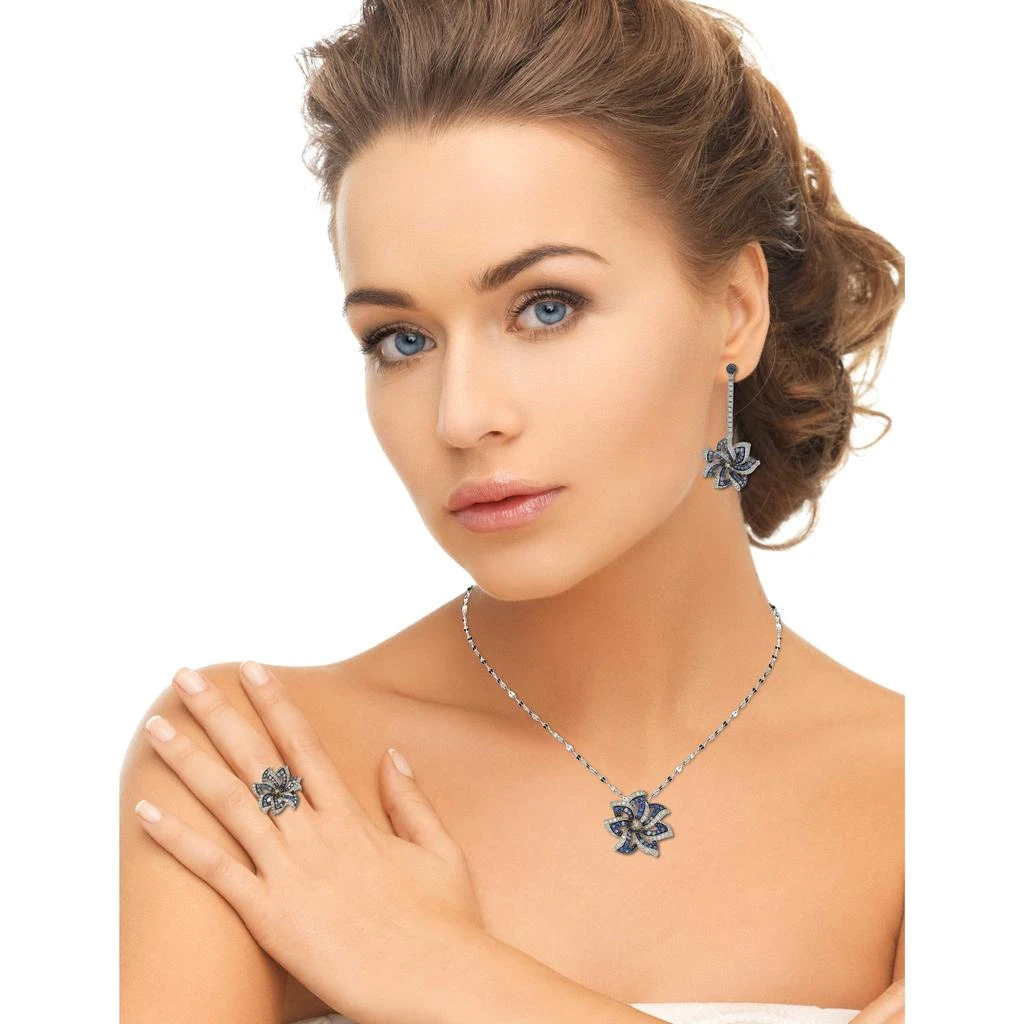商品Suzy Levian|Sapphire and Diamond Accent in Sterling Silver Earrings,价格¥5013,第4张图片详细描述