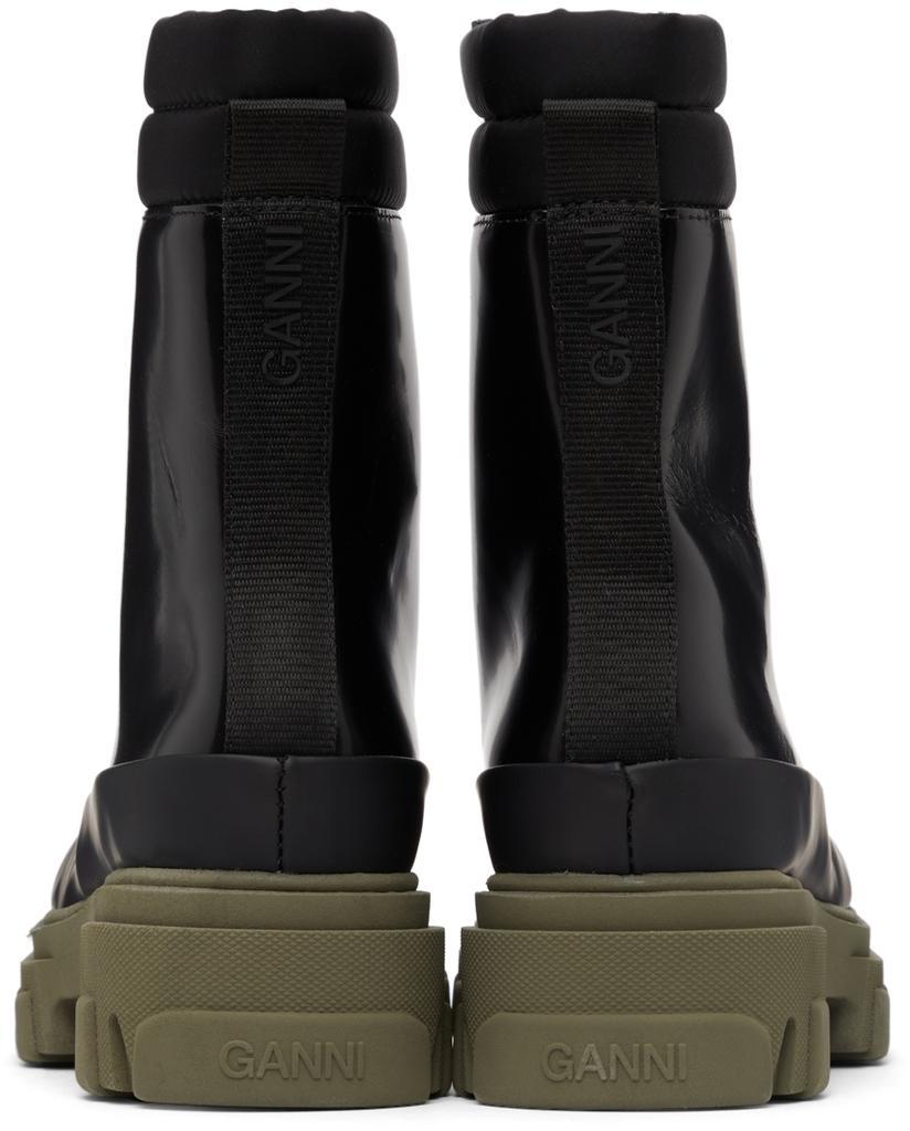 商品Ganni|Black Leather & Tech Combat Boots,价格¥3268,第6张图片详细描述