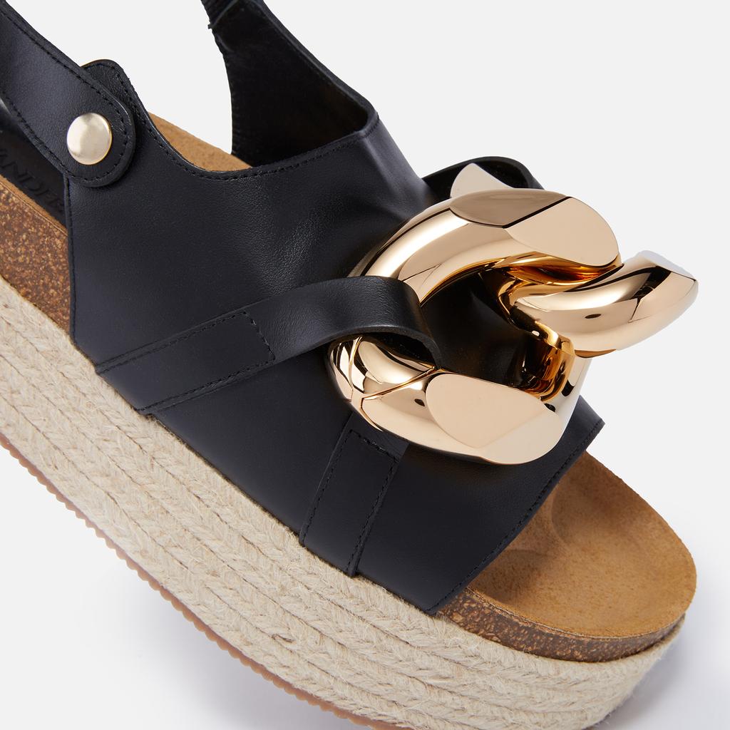 JW Anderson Women's Chain Leather Platform Espadrilles - Black商品第4张图片规格展示