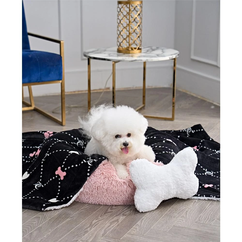 Paw Heart Pet Plush Sherpa 50" x 60" Blanket Bone Pillow, Set of 2 商品
