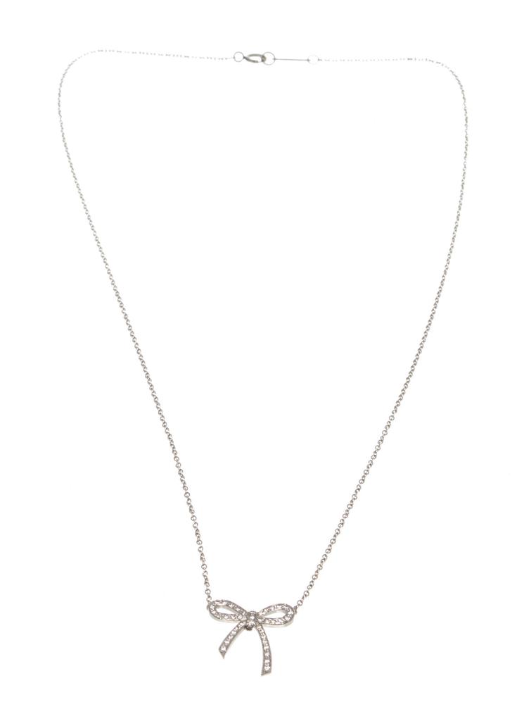 Tiffany & Co. Silver Bow Pendant Necklace商品第3张图片规格展示