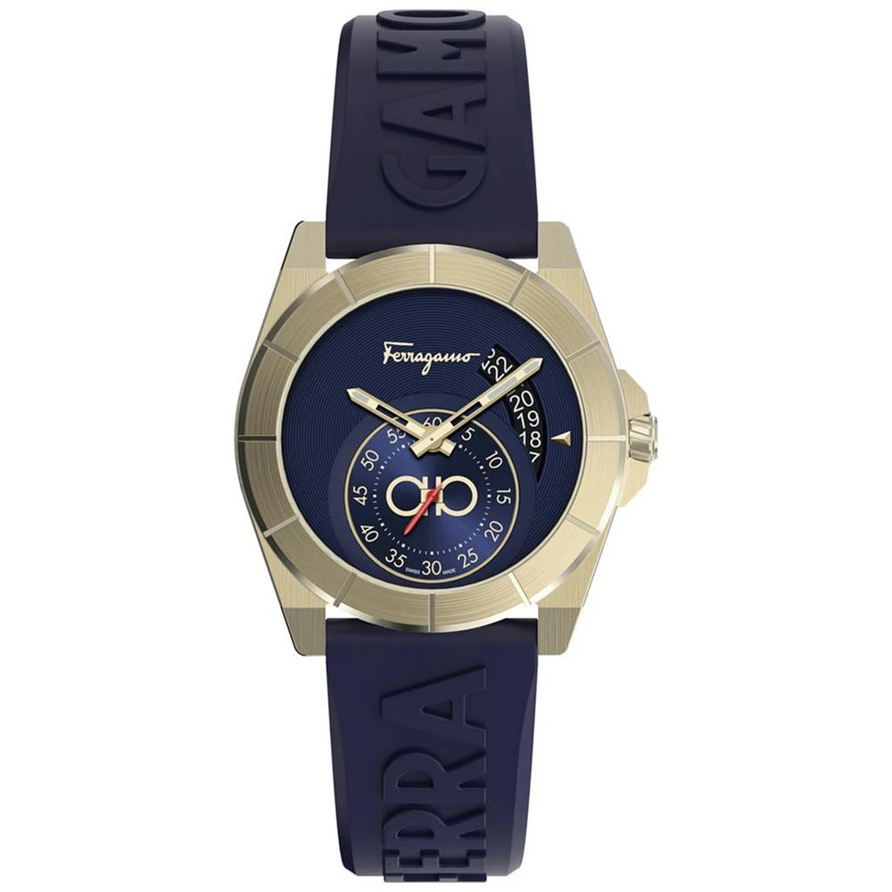 商品Salvatore Ferragamo|Ferragamo Men's Swiss Ferragamo Urban Blue Silicone Strap Watch 43mm,价格¥7736,第1张图片