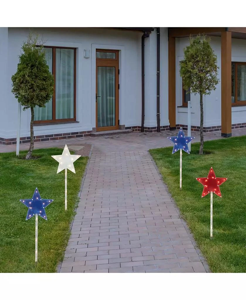 商品Northlight|4 Current Transformer (CT) Americana Stars 4th of July Pathway Marker Lawn Stakes Clear Lights,价格¥588,第2张图片详细描述
