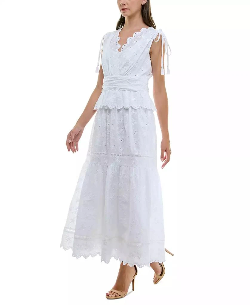 商品Taylor|Women's Cotton Eyelet-Embroidered Tiered Dress,价格¥593,第2张图片详细描述