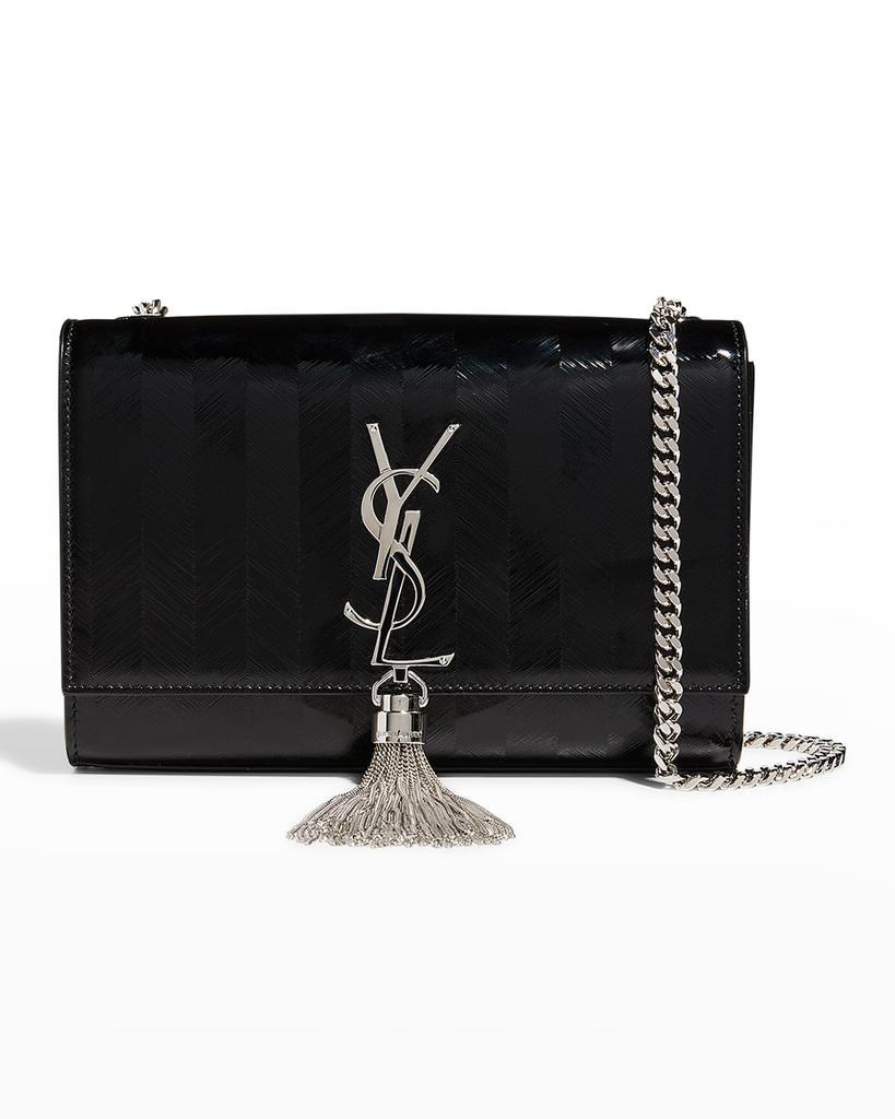商品Yves Saint Laurent|Kate Small YSL Stripe Patent Crossbody Bag,价格¥16110,第1张图片