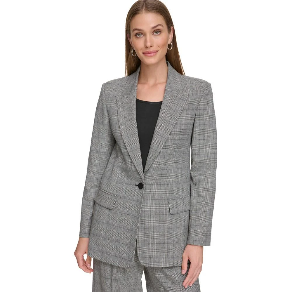 商品DKNY|Women's Houndstooth Peak Lapel One Button Blazer,价格¥700,第1张图片