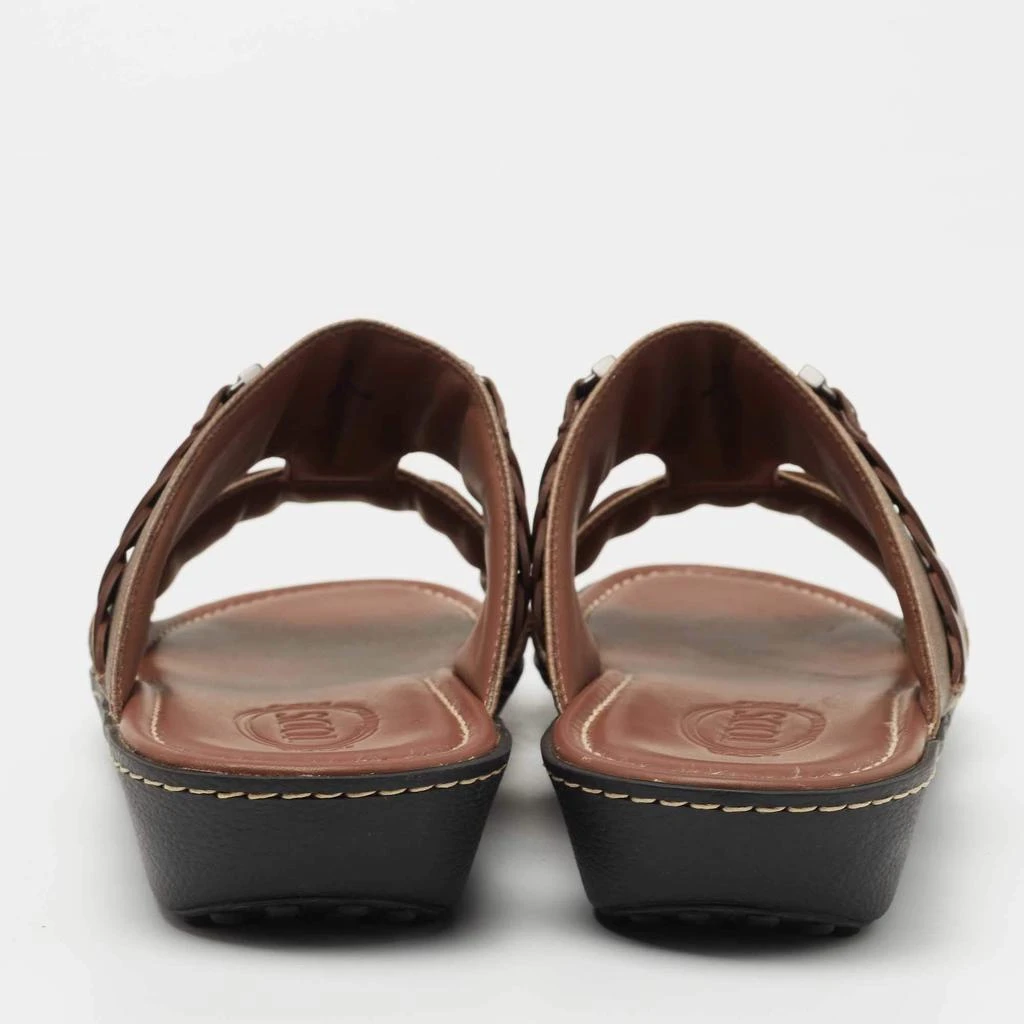 商品Tod's|Tod's Brown Leather Slide Sandals Size 42,价格¥2657,第5张图片详细描述